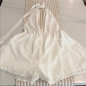 Elegant White Halter Romper